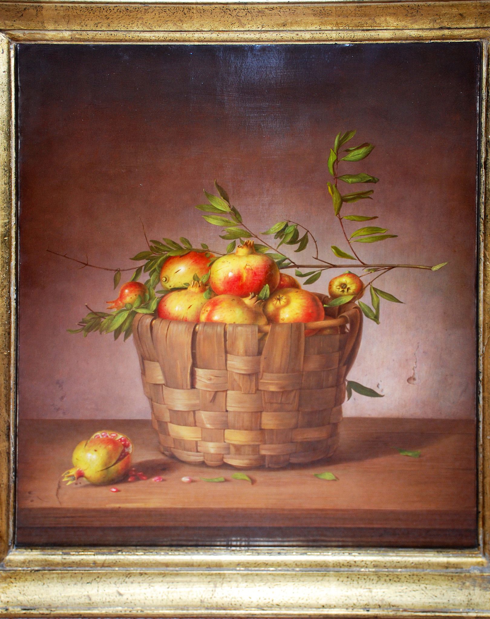 OLIO SU TELA  ALESSANDRO  AMOROSO ' I MELOGRANI '  dimensioni L 50 x H 65 cm.