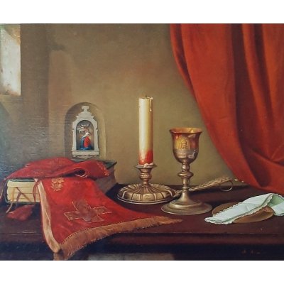 OLIO SU TELA ALESSANDRO AMOROSO ' LA FEDE ' dimensioni L 69 x H 64 cm.