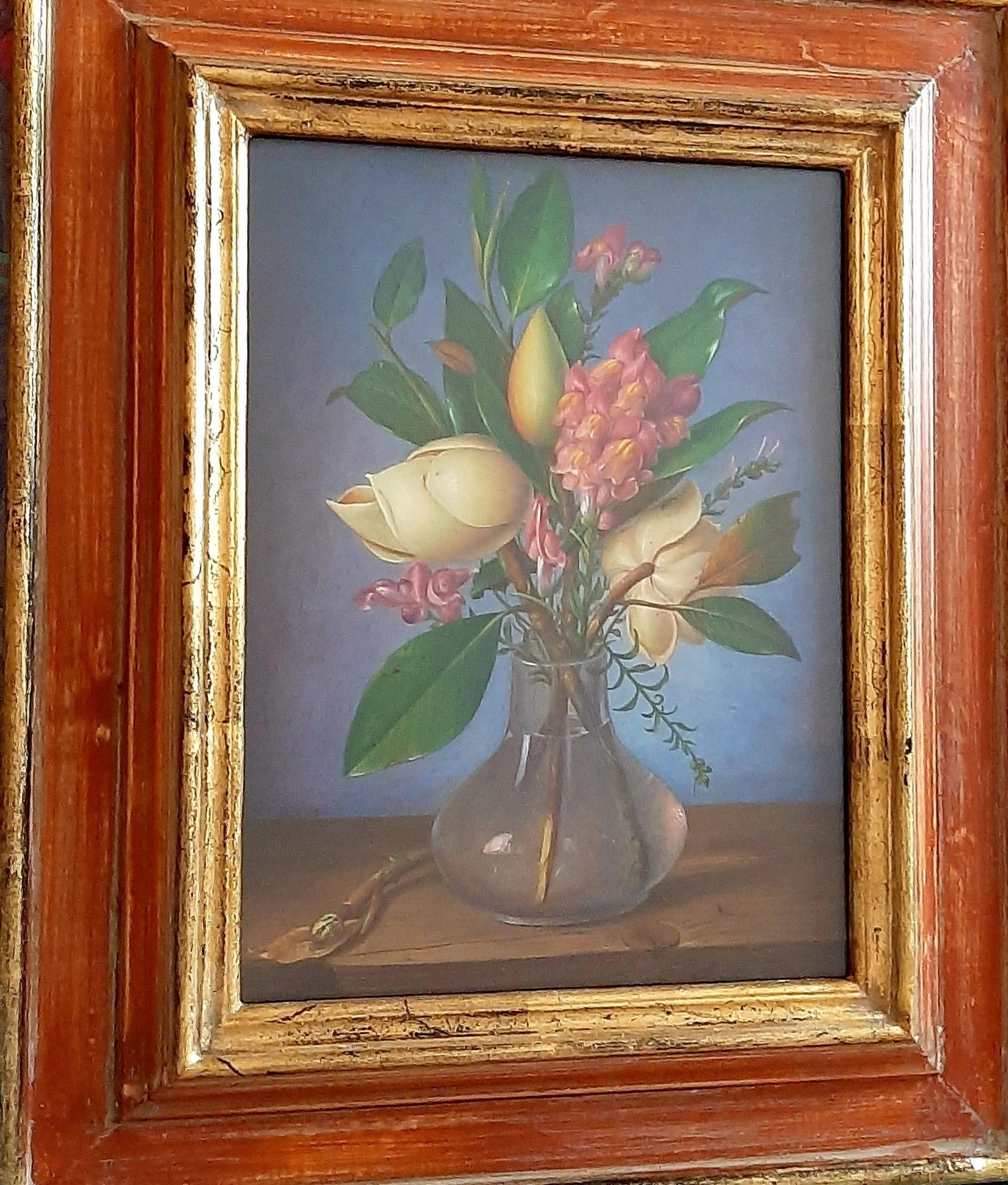 OLIO SU TELA  ALESSANDRO  AMOROSO ' CRISTALLO FLOREALE  '  dimensioni L 30,8 x H 40,8 cm.