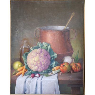OLIO SU TELA ALESSANDRO AMOROSO ' IL RE CAVOLO ' dimensioni L 50 x H 66 cm.