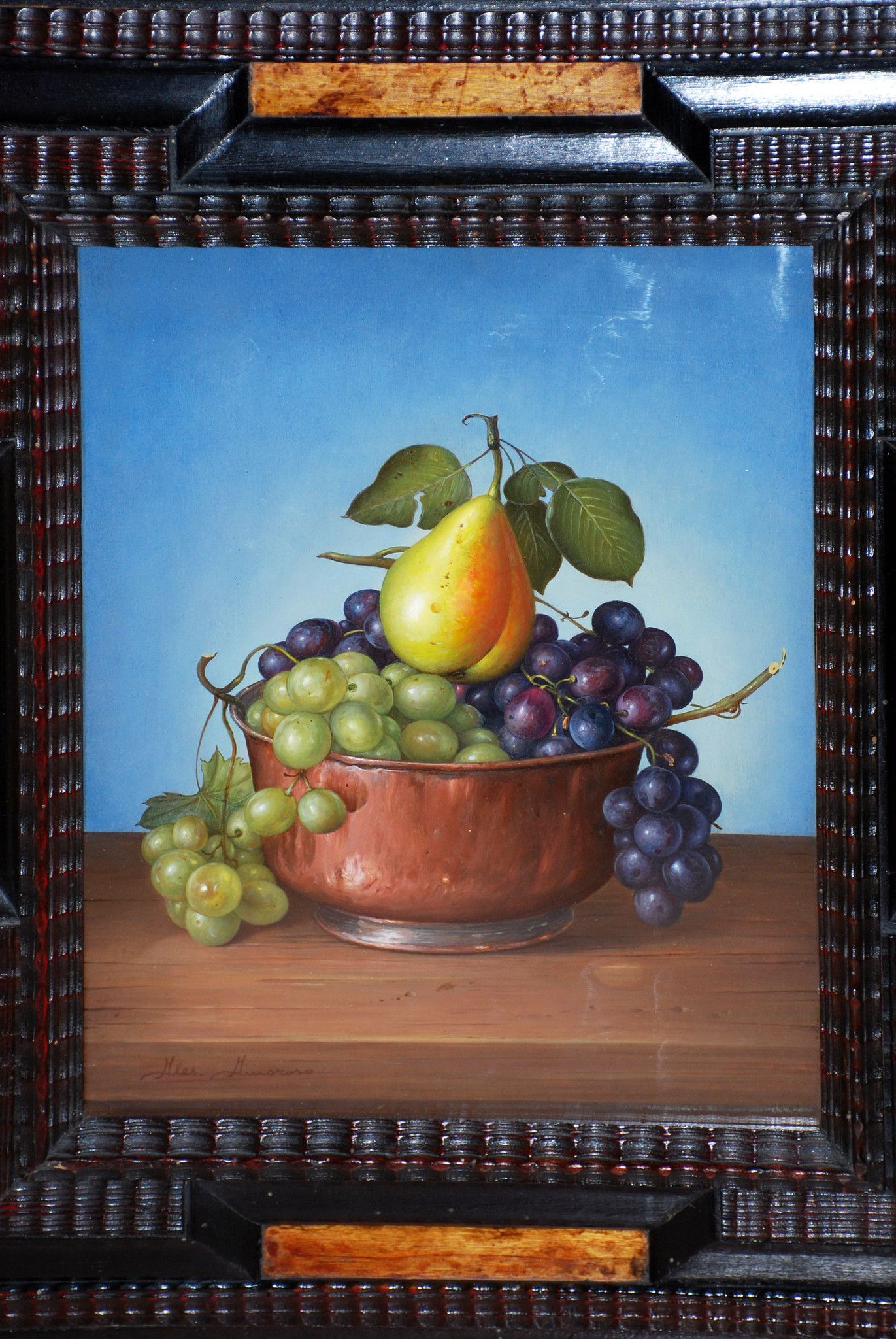 OLIO SU TELA  ALESSANDRO  AMOROSO ' L 'UNICA PERA  '  dimensioni L 30 x H 39 cm.