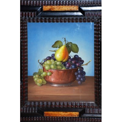 OLIO SU TELA ALESSANDRO AMOROSO ' L 'UNICA PERA ' dimensioni L 30 x H 39 cm.