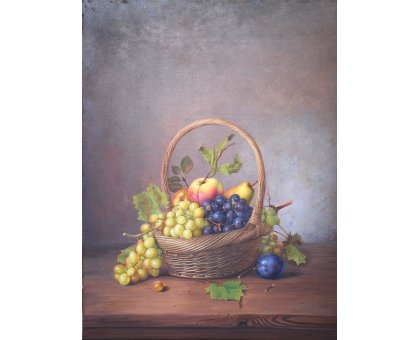 OLIO SU TELA ALESSANDRO AMOROSO ' GRANDE CESTO ' dimensioni L 50 x H 65 cm.