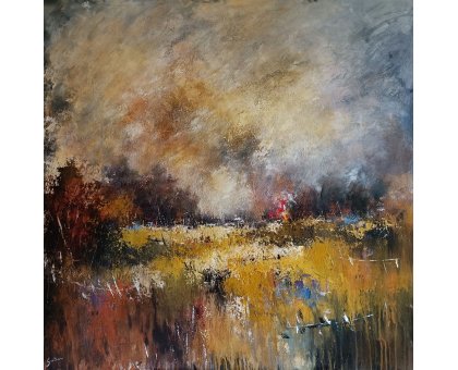 ACRILICO SU TELA ULISSE GUALTIERI ' PAESAGGIO 7 ' dimensioni L 100 x H 100 cm.