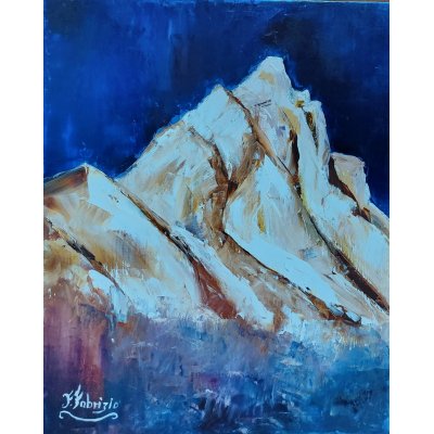 OLIO SU TELA FRANCA FABRIZIO ' SUA MAESTA' IL CERVINO ' dimensioni L 50 x H 40 cm.