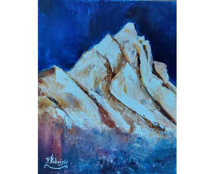 OLIO SU TELA FRANCA FABRIZIO ' SUA MAESTA' IL CERVINO ' dimensioni L 50 x H 40 cm.