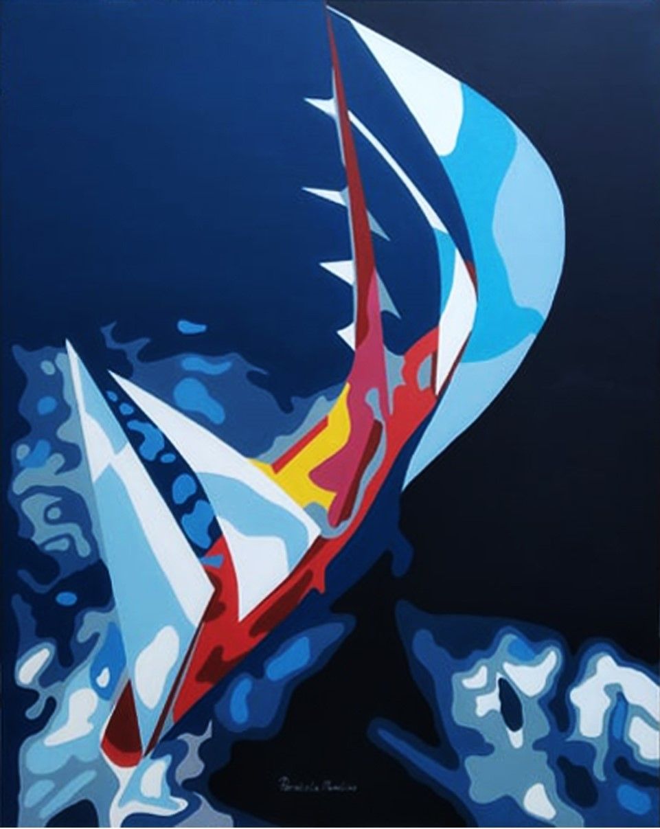 ACRILICO SU TELA  PIERNICOLA  MUSOLINO ' VELE '  dimensioni L 80 x 100 cm.