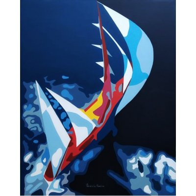 ACRILICO SU TELA PIERNICOLA MUSOLINO ' VELE ' dimensioni L 80 x 100 cm.