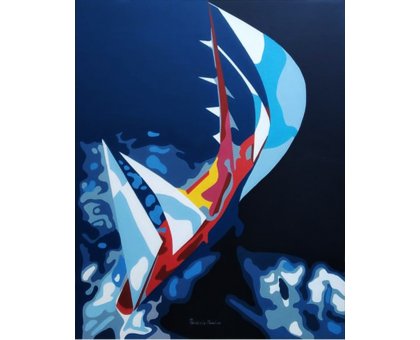 ACRILICO SU TELA PIERNICOLA MUSOLINO ' VELE ' dimensioni L 80 x 100 cm.