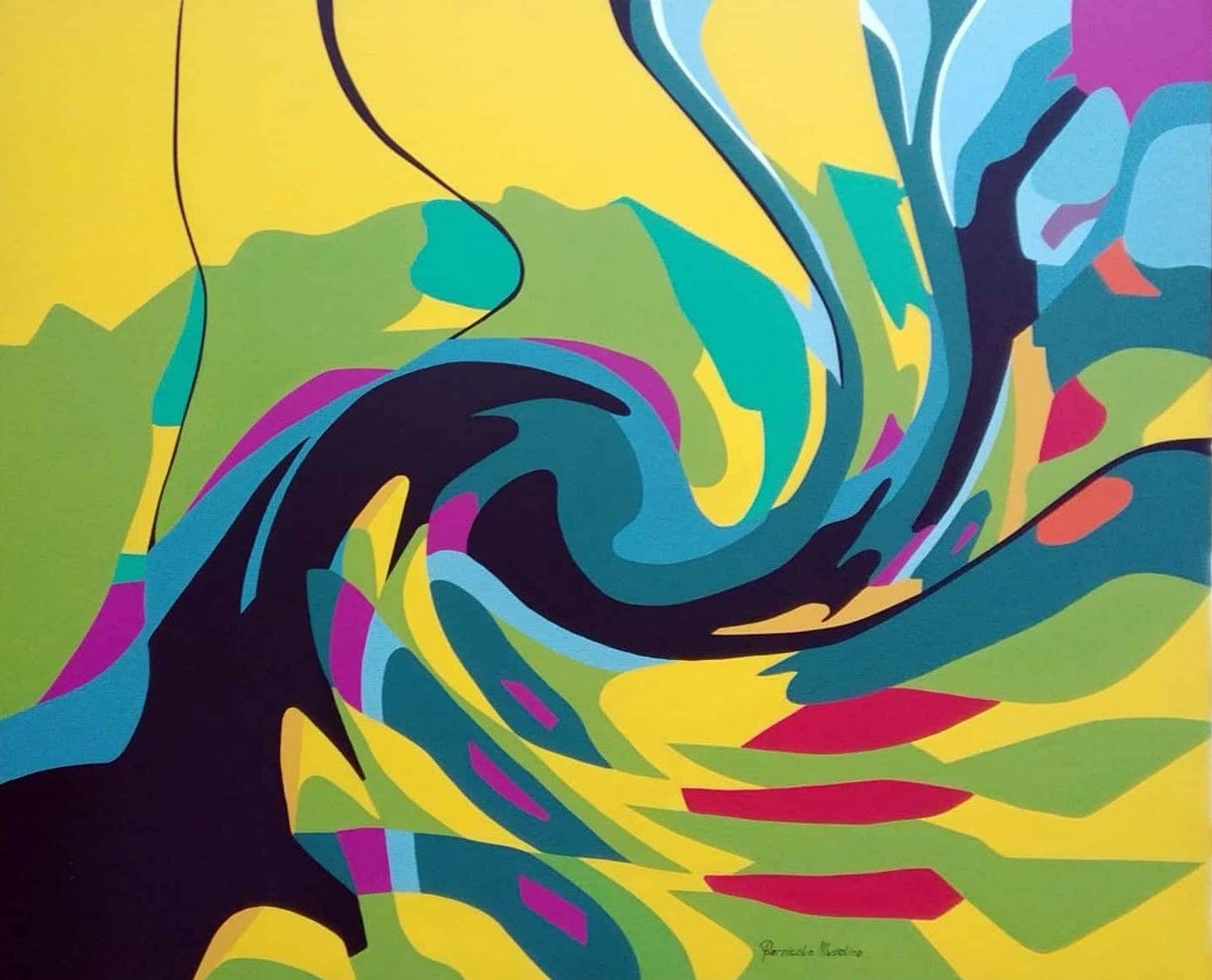 ACRILICO SU TELA PIERNICOLA  MUSOLINO ' VENTO D 'AUTUNNO  '  dimensioni L 100 x H 80 cm