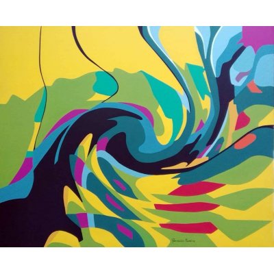 ACRILICO SU TELA PIERNICOLA MUSOLINO ' VENTO D 'AUTUNNO ' dimensioni L 100 x H 80 cm