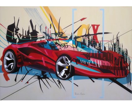 ACRILICO SU TELA PIERNICOLA MUSOLINO ' GENESI DI UN MITO ' dimensioni L 100 x H 70 cm.