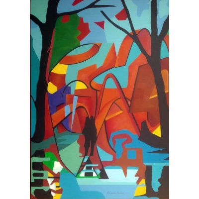 ACRILICO SU TELA PIERNICOLA MUSOLINO ' COSA RESTERA' DI NOI ? ' dimensioni L 70 x H 100 cm.