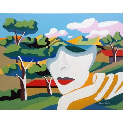 ACRILICO SU TELA PIERNICOLA MUSOLINO ' MADRE NATURA ' dimensioni L 100 x H 80 cm.