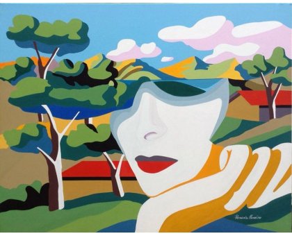 ACRILICO SU TELA PIERNICOLA MUSOLINO ' MADRE NATURA ' dimensioni L 100 x H 80 cm.