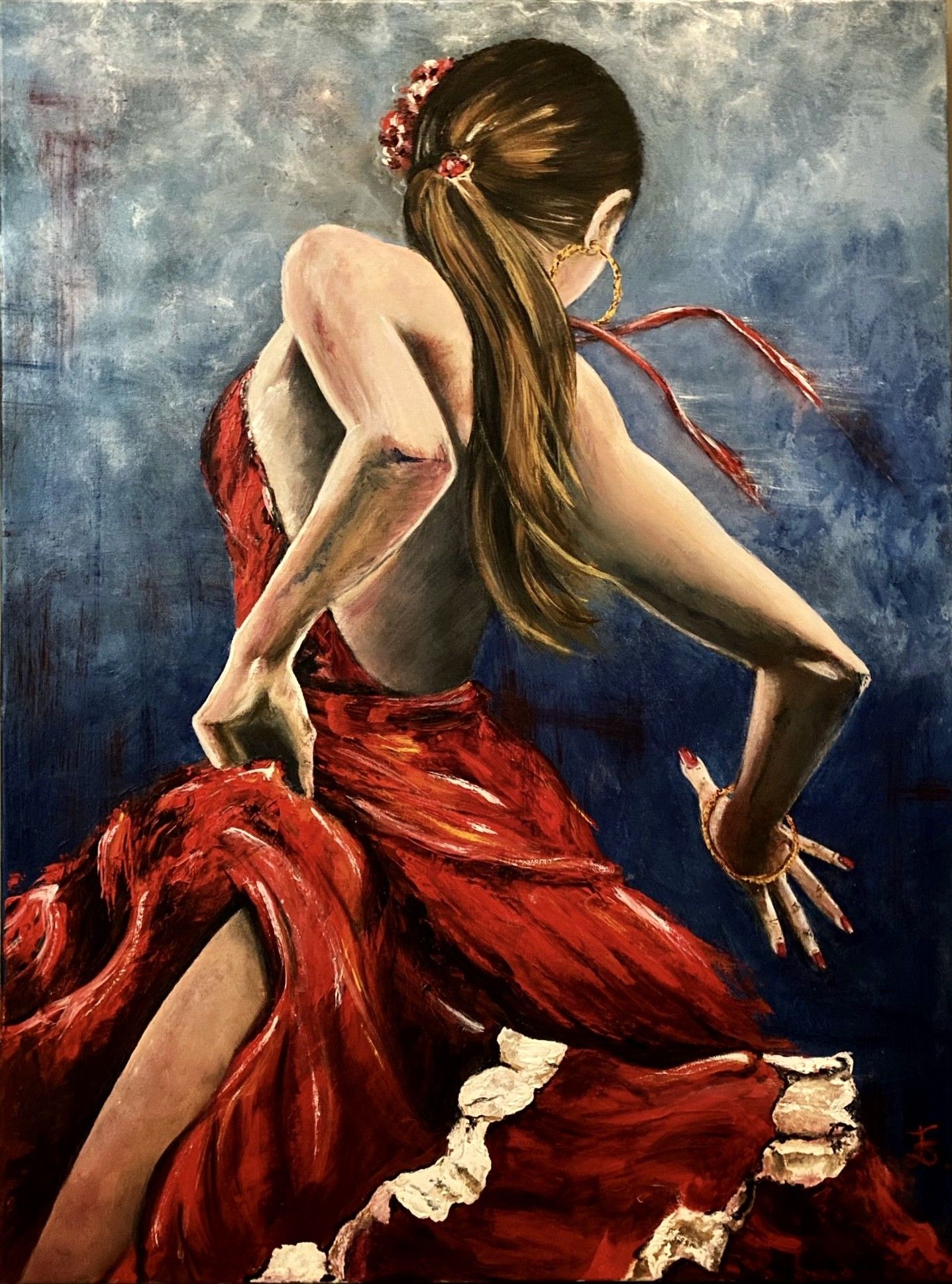 ACRILICO SU TELA DANIELA FACCHI ' SOUL AND FIRE  '  dimensioni L 60 x H 80 cm.