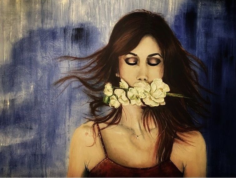 ACRILICO SU TELA  DANIELA  FACCHI ' REBIRTH '  dimensioni L 100 x H 70 cm.