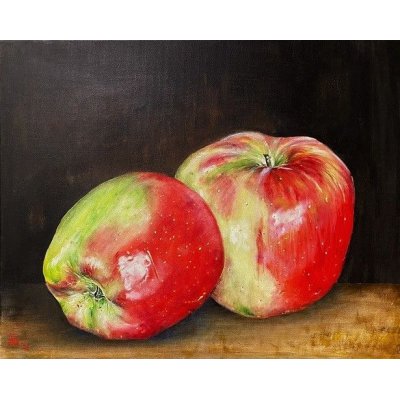 ACRILICO SU TELA DANIELA FACCHI ' MELA AMBROSIA ' dimensioni L 50 x H 40 cm.