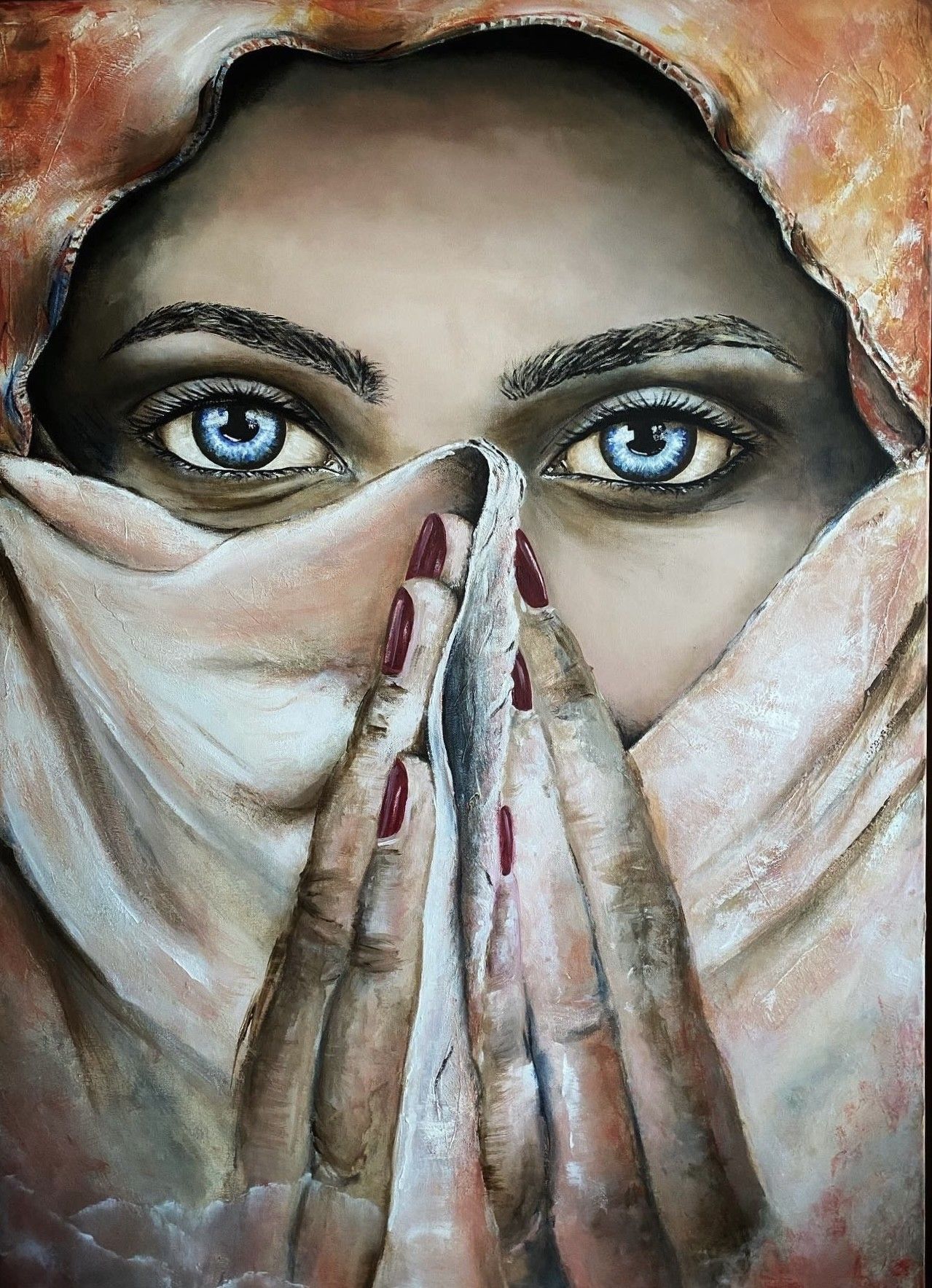 ACRILICO SU TELA  DANIELA  FACCHI  ' OLTRE LO SGUARDO '  dimensioni L 80 x  H 120 cm.