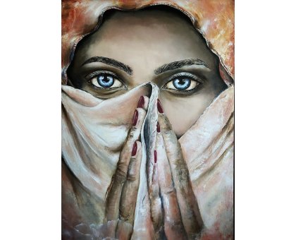 ACRILICO SU TELA DANIELA FACCHI ' OLTRE LO SGUARDO ' dimensioni L 80 x H 120 cm.