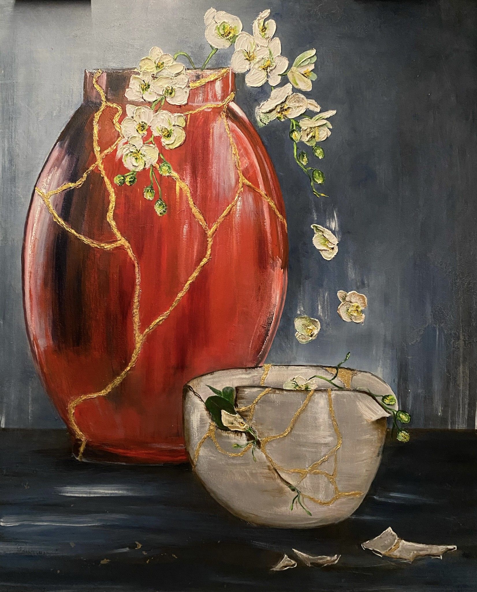 ACRILICO SU TELA DANIELA  FACCHI  '  KINTSUGI  '   dimensioni  L 100 x H 120  cm.