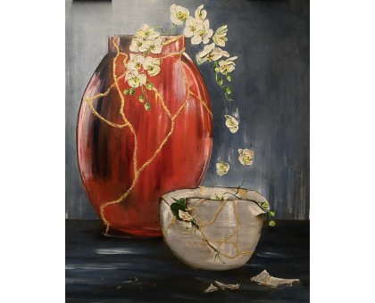 ACRILICO SU TELA DANIELA FACCHI ' KINTSUGI ' dimensioni L 100 x H 120 cm.