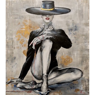 ACRILICO SU TELA DANIELA FACCHI ' FILO ROSSO ' dimensioni L 70 x H 80 cm.