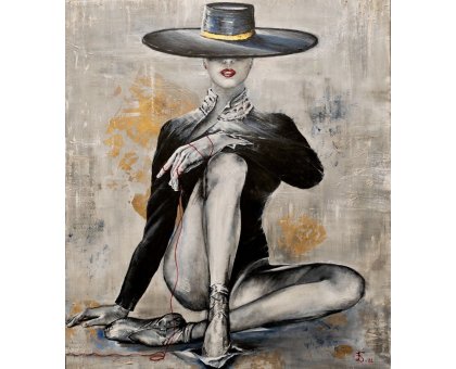 ACRILICO SU TELA DANIELA FACCHI ' FILO ROSSO ' dimensioni L 70 x H 80 cm.