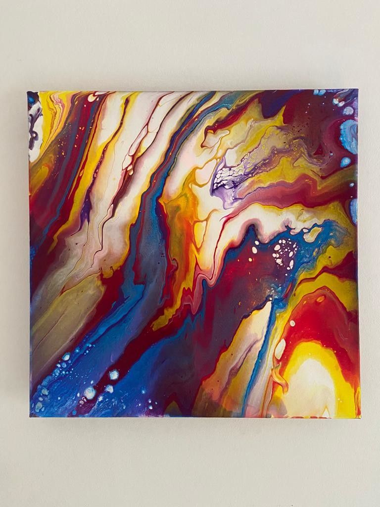 ACRILICO SU TELA  ARIANNA  DI  TROILA  ' SPLASH  '  dimensioni L 40 x H 40 cm.