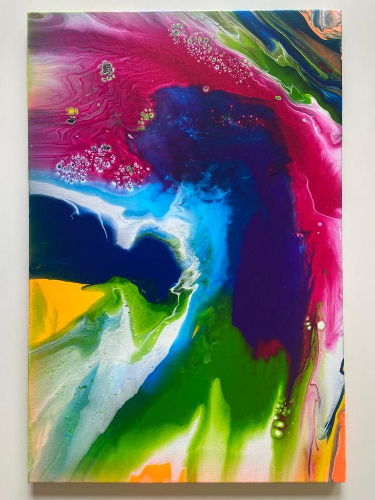 ACRILICO SU TELA  ARIANNA DI TROILA ' TRA CIELO E MARE  '  dimensioni L 40 x H 60 cm.
