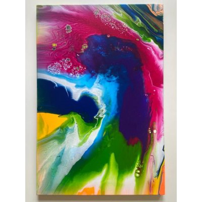 ACRILICO SU TELA ARIANNA DI TROILA ' TRA CIELO E MARE ' dimensioni L 40 x H 60 cm.