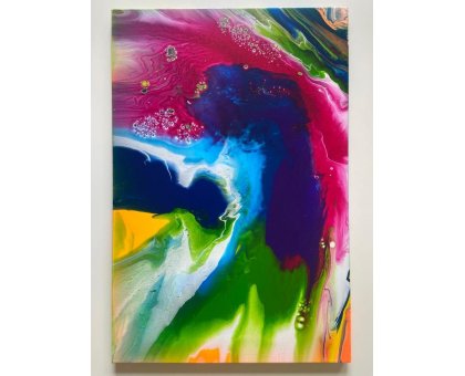 ACRILICO SU TELA ARIANNA DI TROILA ' TRA CIELO E MARE ' dimensioni L 40 x H 60 cm.