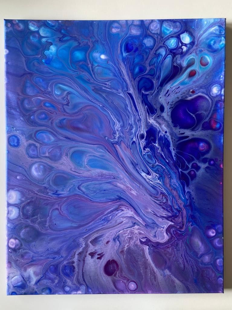 ACRILICO SU TELA  ARIANNA DI TROILA ' BLUE SHAPES  '  dimensioni L 40 x H 50 cm.