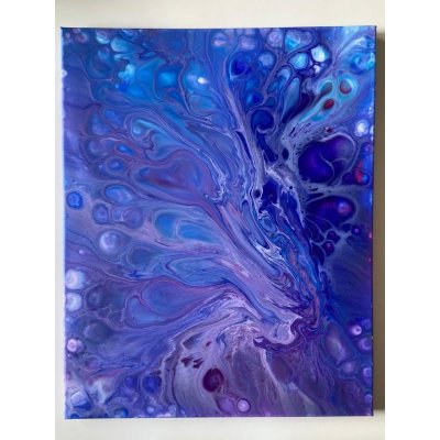 ACRILICO SU TELA ARIANNA DI TROILA ' BLUE SHAPES ' dimensioni L 40 x H 50 cm.