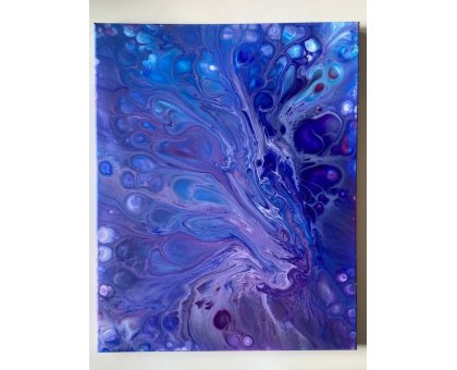 ACRILICO SU TELA ARIANNA DI TROILA ' BLUE SHAPES ' dimensioni L 40 x H 50 cm.