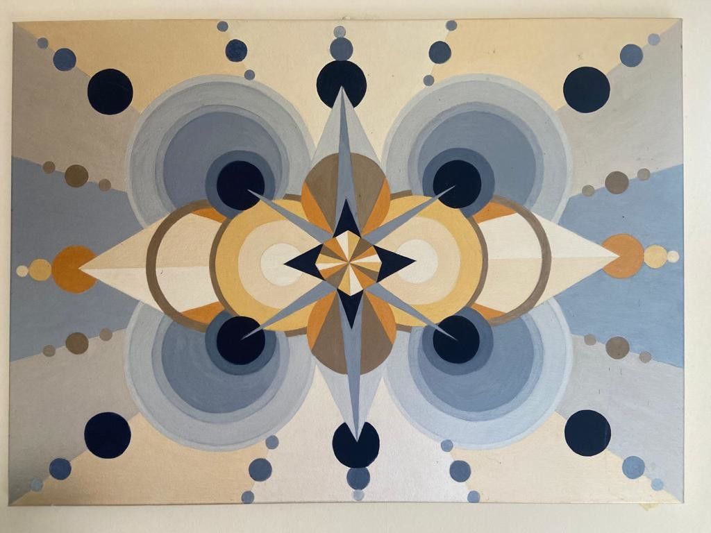 ACRILICO SU TELA  ARIANNA DI TROILA ' LA CHIAVE DELL 'UNIVERSO '   dimensioni L 90 x H 65 cm.