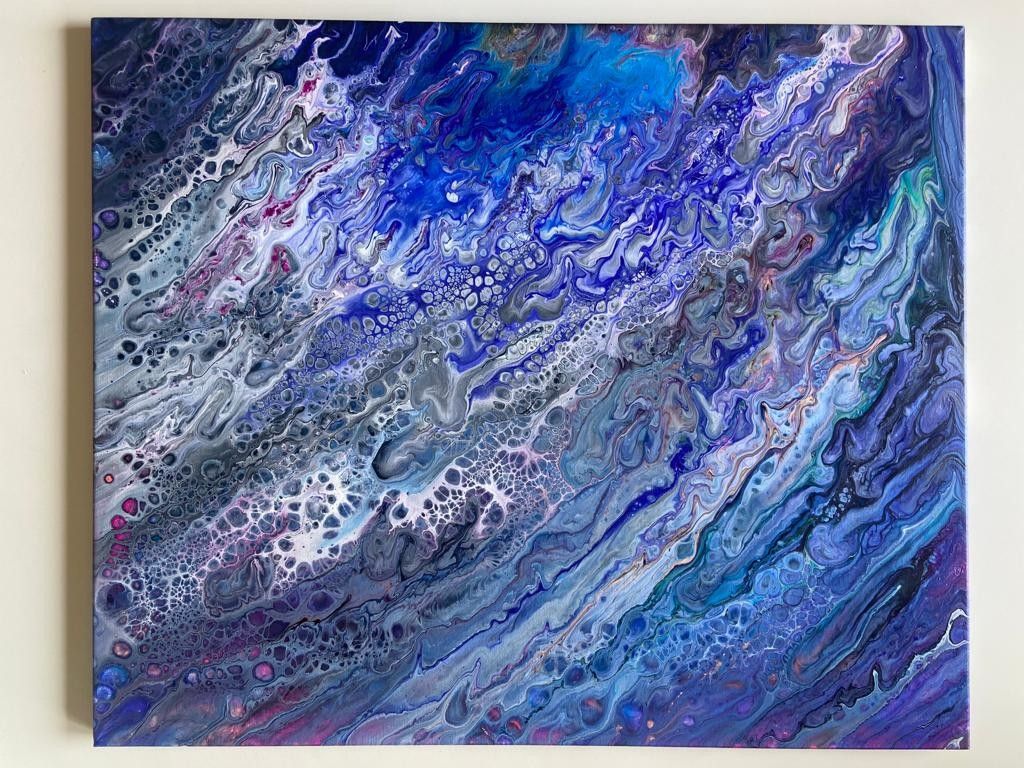 ACRILICO SU TELA  ARIANNA  DI  TROILA ' MOVIMENTO DEL MARE  '  dimensioni L 60 x H 50 cm.