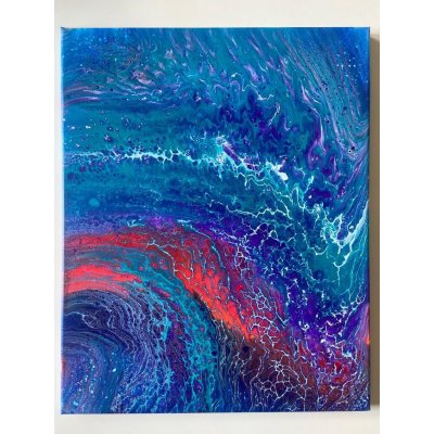 ACRILICO SU TELA ARIANNA DI TROILA ' ONDE BLU ' dimensioni L 40 x H 50 cm.