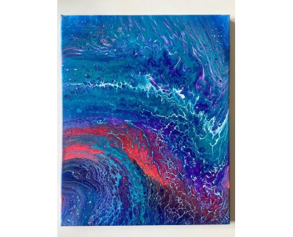 ACRILICO SU TELA ARIANNA DI TROILA ' ONDE BLU ' dimensioni L 40 x H 50 cm.