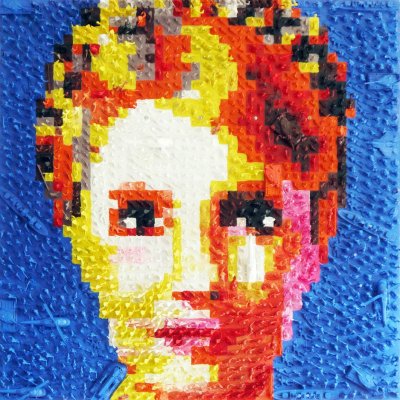 MIXED MEDIA JORGE CASTRO GOMEZ " SLAVA UKRAINI " dimensioni L 120 x H 120 x P 10 cm.