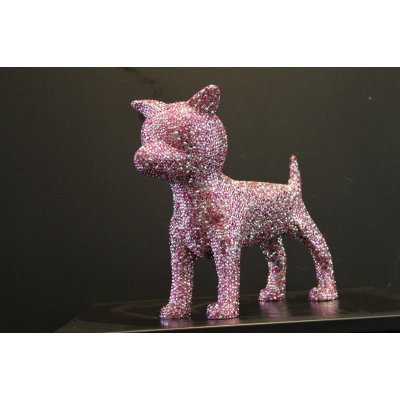 SCULTURA PET LOVERS "PINK DIAMONDS TOMMY" dimensioni L 37,3 x H 29,5 x W 14,8 cm.