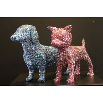 SCULTURA PET LOVERS "PINK DIAMONDS TOMMY" dimensioni L 37,3 x H 29,5 x W 14,8 cm.