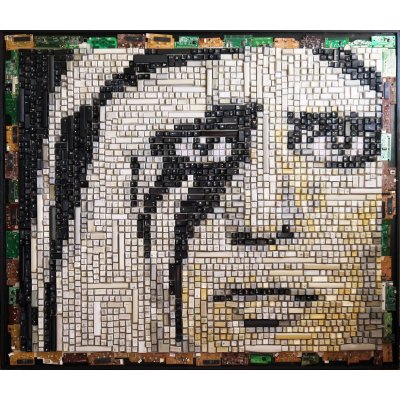 MIXED MEDIA JORGE CASTRO GOMEZ " LADY GAGA " dimensioni L 100 x H 120 cm.