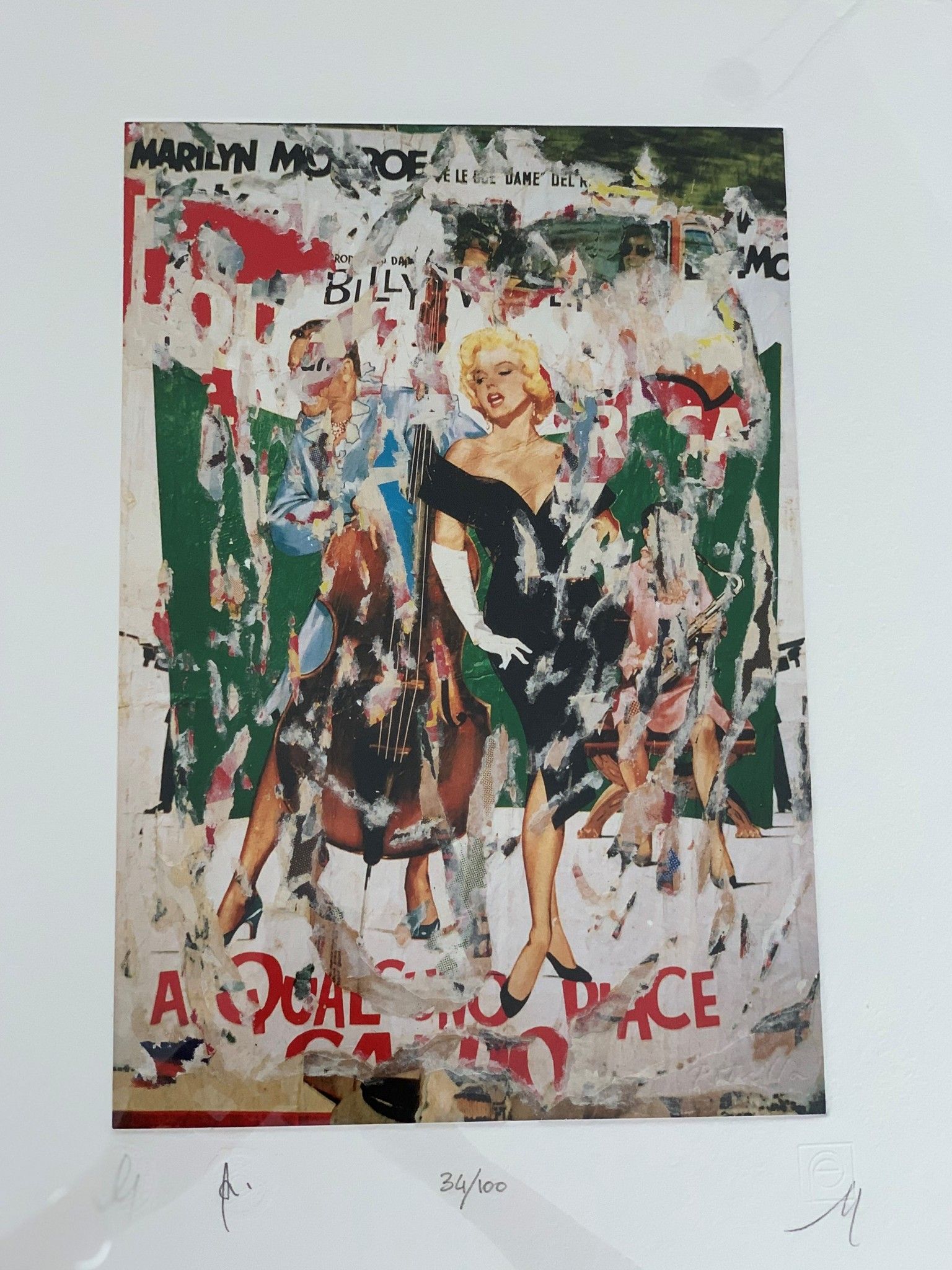 SERIGRAFIA MIMMO ROTELLA ' A QUALCUNO PIACE CALDO'  dimensioni  L 52 x H 62 cm.,