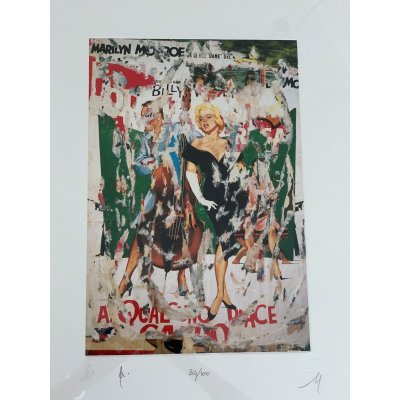 SERIGRAFIA MIMMO ROTELLA ' A QUALCUNO PIACE CALDO' dimensioni L 52 x H 62 cm.,