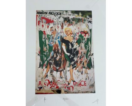 SERIGRAFIA MIMMO ROTELLA ' A QUALCUNO PIACE CALDO' dimensioni L 52 x H 62 cm.,