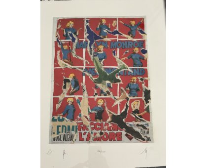 SERIGRAFIA MIMMO ROTELLA ' FACCIAMO L'AMORE ' dimensioni L 52 x H 62 cm.