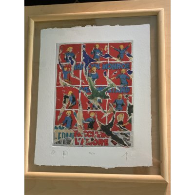 SERIGRAFIA MIMMO ROTELLA ' FACCIAMO L'AMORE ' dimensioni L 52 x H 62 cm.