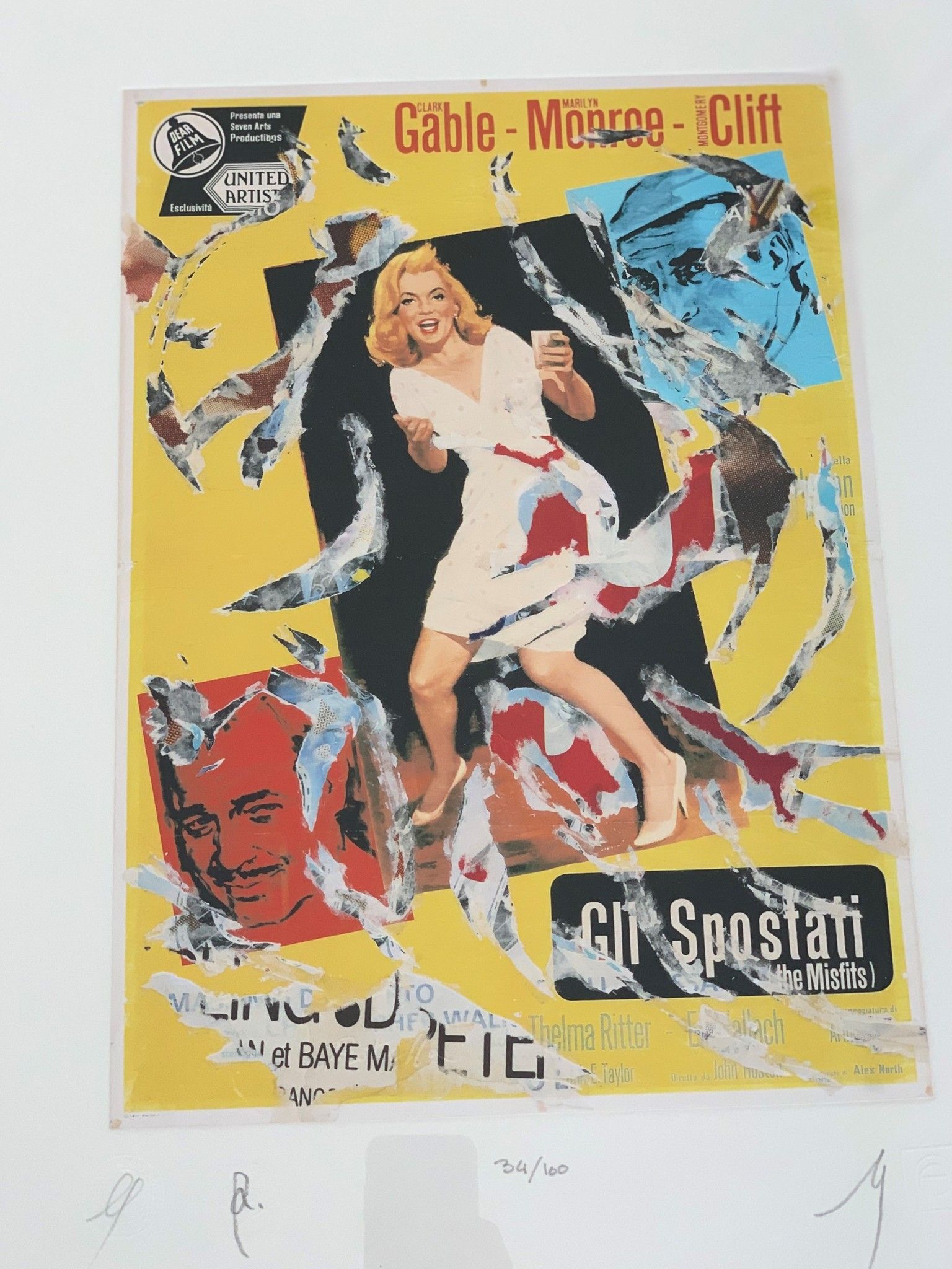 SERIGRAFIA MIMMO ROTELLA ' GLI SPOSTATI '  dimensioni L 52 x H 62 cm.