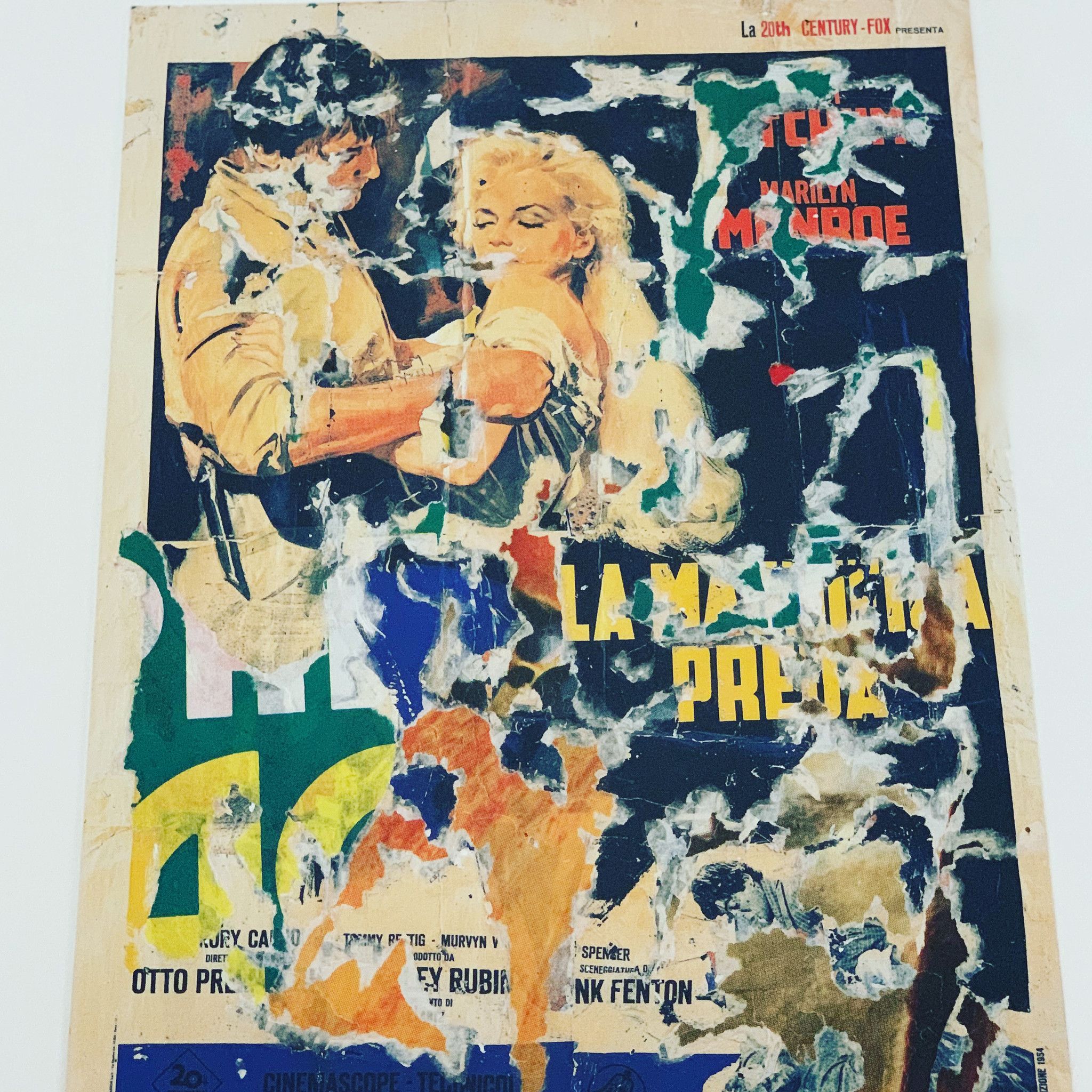 SERIGRAFIA MIMMO ROTELLA " LA PREDA "  dimensioni L 52 x H 62 cm.